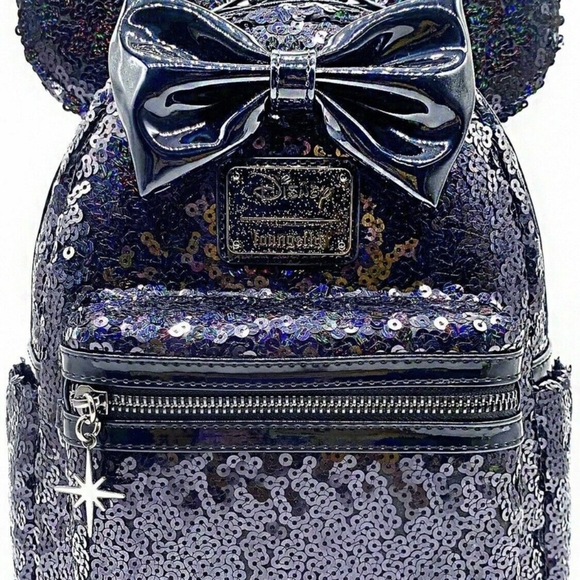 Disney Loungefly Celestial Dreams Black Sequin Minnie Backpack - Picture 1 of 9